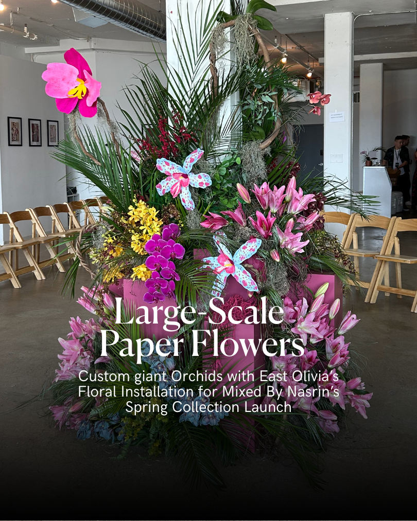 Transforming Spaces with Large-Scale Paper Flowers: A Collaboration with East Olivia for Mixed By Nasrin