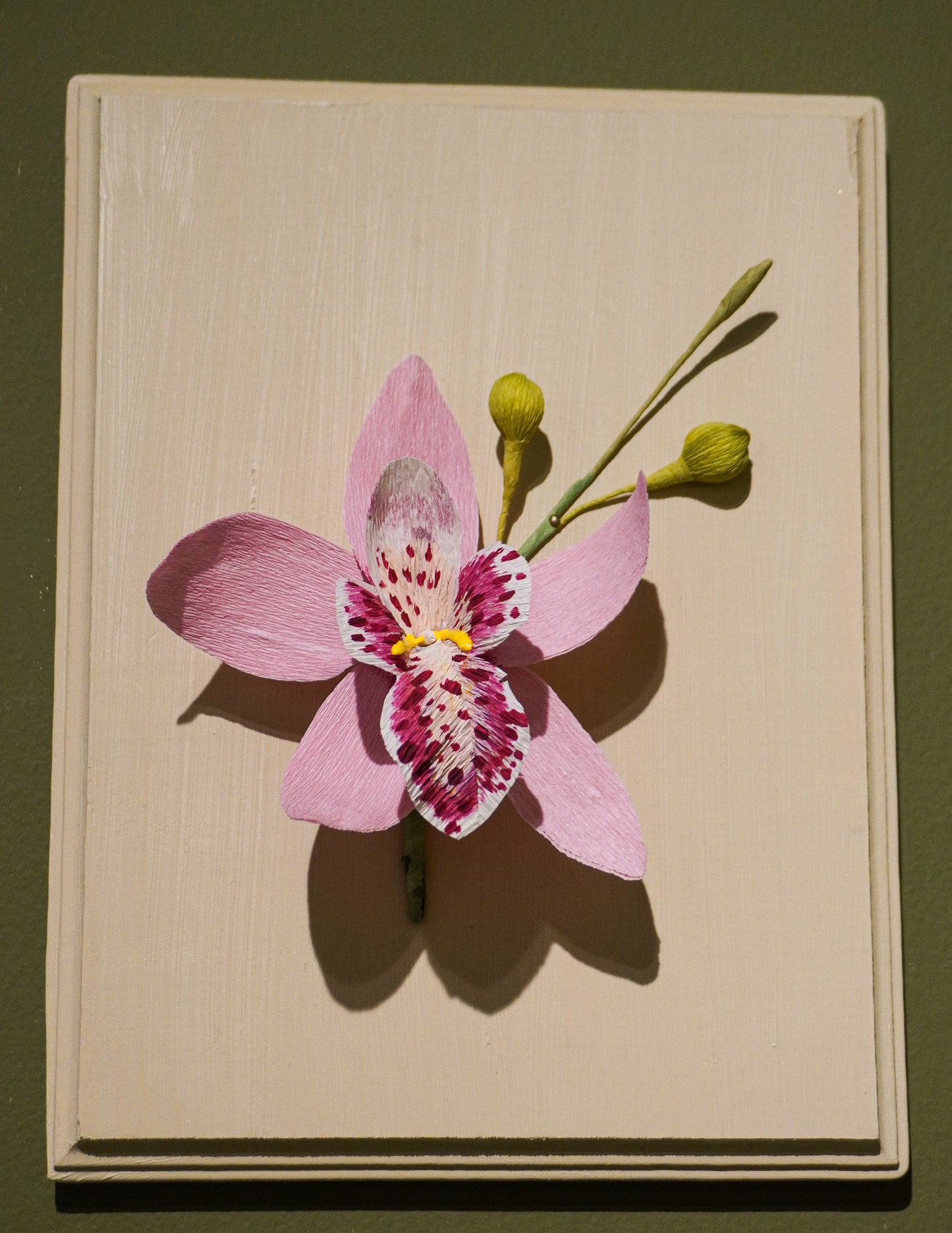 Paper Flower Sculpture on Wooden Frame: Cymbidium Orchid (Display)