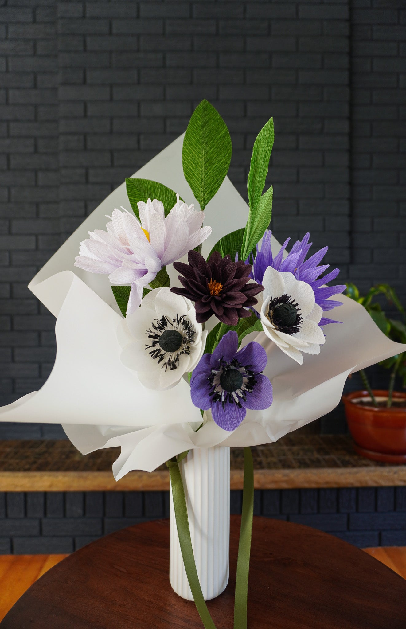 "Grace" Paper Anemone & Dahlia Bouquet