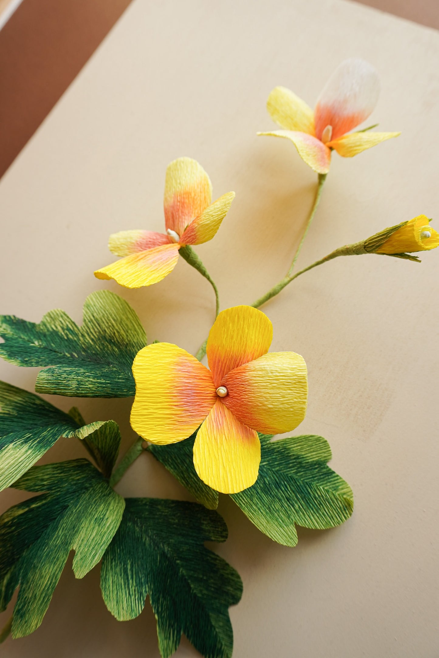 Paper Flower Sculpture on wooden frame: Pansies