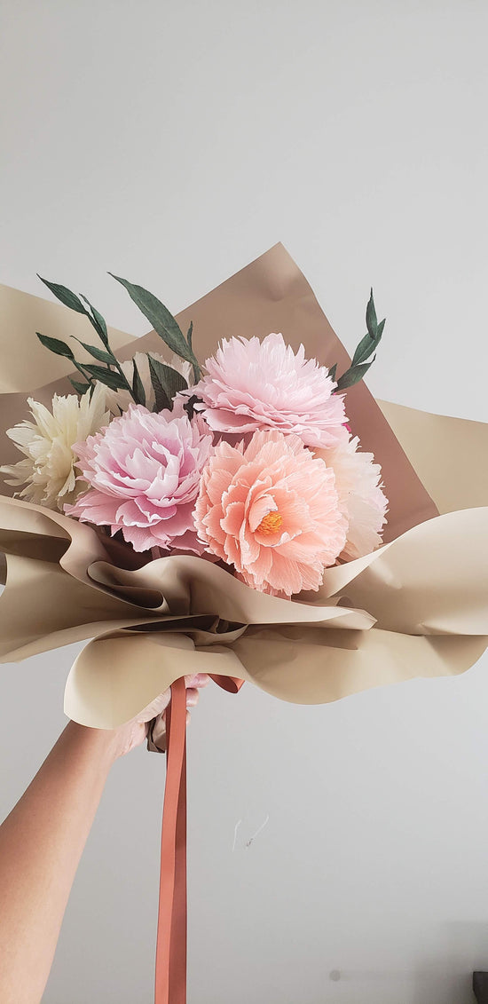 Pretty in Pink Paper Flower Bouquet – Peony, Dahlia & Carnation