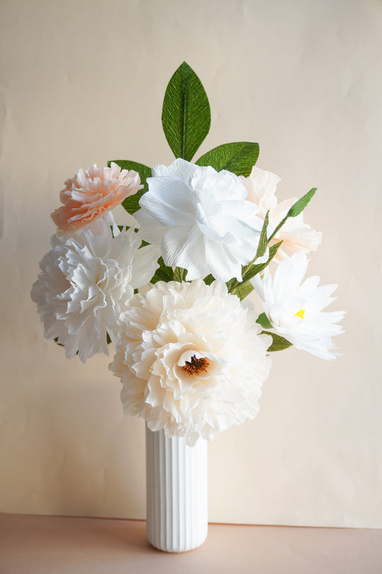 Ultimate White Paper Flower Bouquet – Peony, Dahlia & Carnation