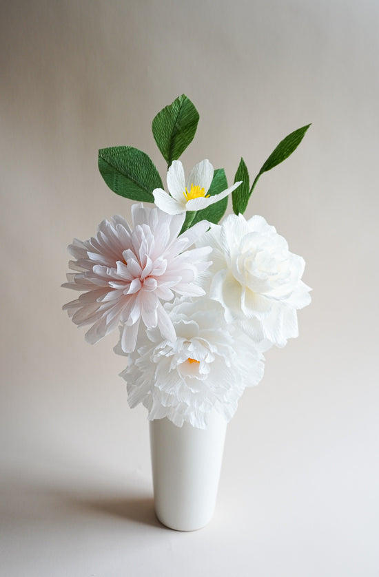 Ultimate White Paper Flower Bouquet – Peony, Dahlia & Carnation