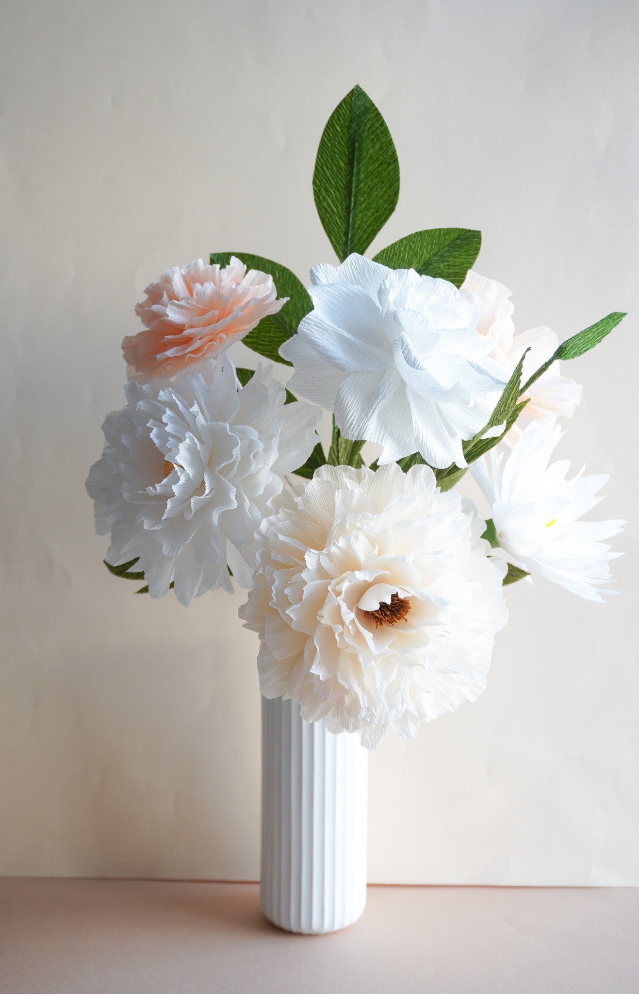 Ultimate White Paper Flower Bouquet – Peony, Dahlia & Carnation