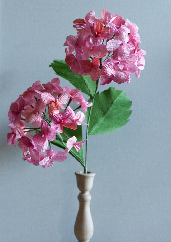 Load image into Gallery viewer, Pink Hydrangea stem handcrafted with paper.
